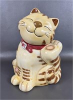 GKAO Smiling Scratching Tabby Cat Cookie Jar