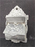 Vintage Cast Iron Match Holder, With Embossed