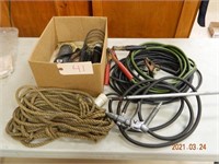 jumper cables, straps, electric cords & rope