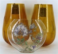 Painted & Etched Glass Vases