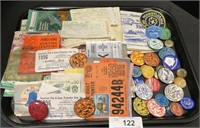 Assorted Fishing Licenses And Buttons.