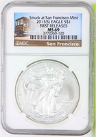 Coin 2013-S  Silver Eagle NGC MS69 .999 Silver