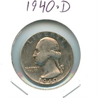 1940-D Silver Washington Quarter