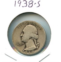 1938-S Silver Washington Quarter