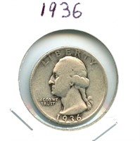 1936 Silver Washington Quarter