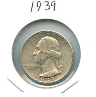 1939 Silver Washington Quarter