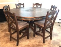 Solid Wood Breakfast Table with Inset Tile Top