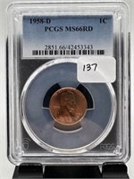 1958-D PCGS MS66RD GRADED WHEAT PENNY CENT