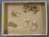 (4) Pairs of 14K Gold Earrings