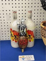 ROGUE BEER TAP HANDLE AND TWO PILSNER BOTTLES