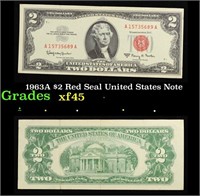 1963A $2 Red Seal United States Note Grades xf+