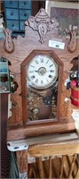 23" Oak Gingerbread Mantle Clock