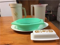 PITCHERS AND BUTTER DISH/ EXTRAS