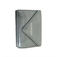 Balenciaga mini trifold wallet gray leather