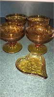 Vintage Amber Glass Martini Glasses - set of 4