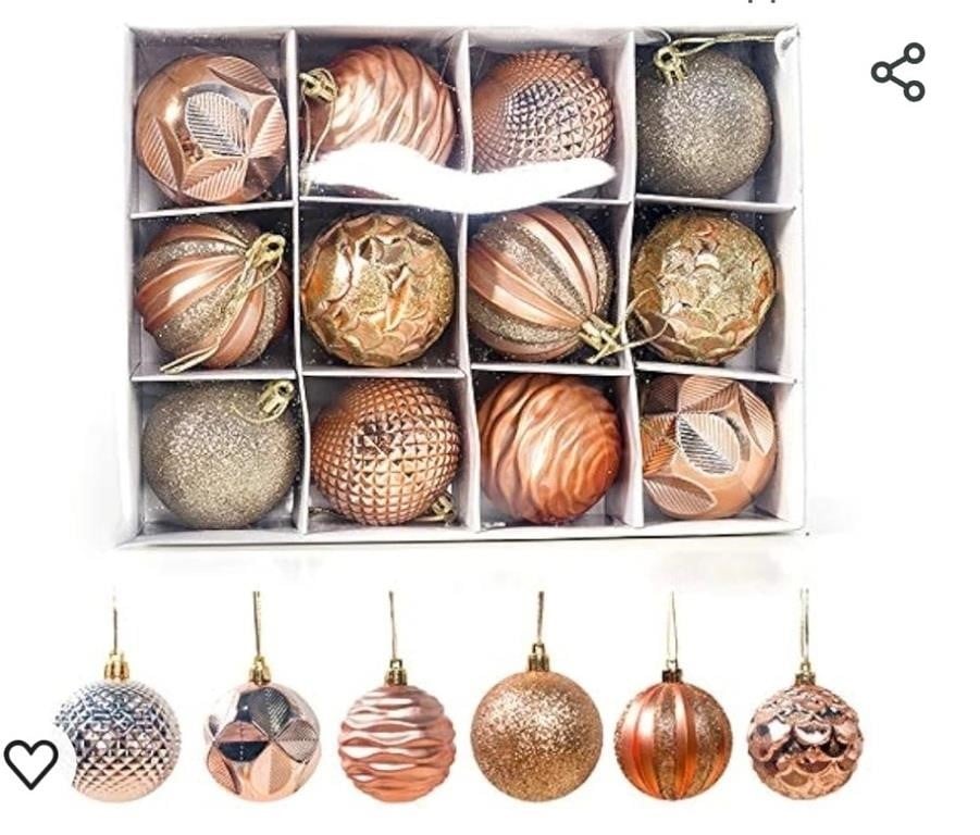 2.36â€˜â€™ Christmas Balls Ornaments - 12 Pieces -