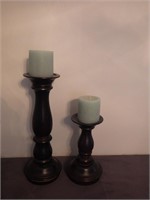 2 Wooden Candle Holders