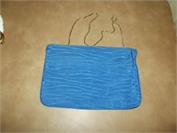 Blue Fabric Clutch with Shoulder Chain