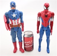 2 figurines, Spider-man et Captain America