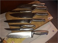 Stainless Knife Set + Cutting Board (8 Pcs)