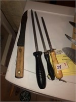 Old Hickory Butcher Knife & 3 Butcher Steels