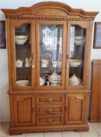 2pc Oak China Cabinet