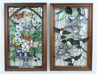Two Contemporary Stained Glass Window Panels