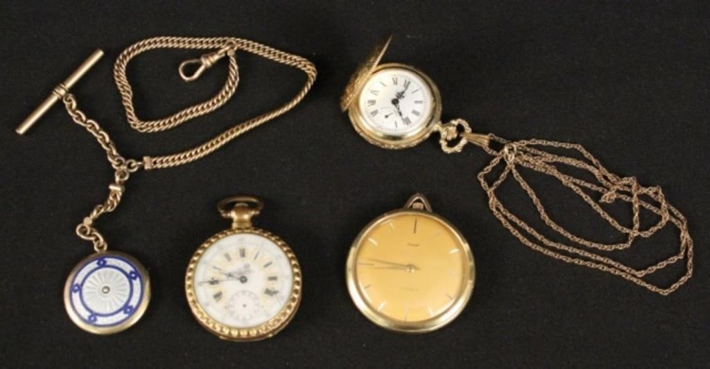 Three Pocket Watches & Simmons Watch Chain