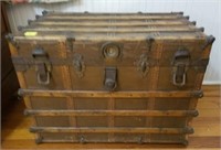 Steamer Trunk; Missing Leather Handles