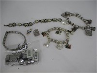 Lot of Charm Bracelets and Varios Jewelry