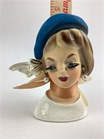 1950s Enesco ceramic lady head vase - good