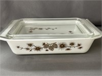 Pyrex Golden Pine Cone Pattern Covered Casserole
