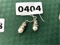 PAIR OF STERLING EARRINGS W WHITE PEARL ACCENT
