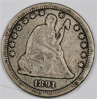 1891 s Seated Liberty Quarter