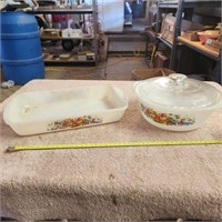 Glassbake Round Casserole w/ Lid & Retangular