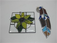 Stained Glass Feather & Flower Decor See Info