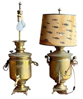 (2) brass Samovar table lights