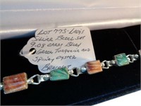 SILVER GREEN TURQUOISE SPINEY OYSTER BRACELET