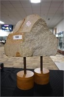 Rock on Wood Blocks Sculpture