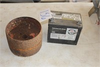 SCRAP BATTERY, OLD TRACTOR PULLEY