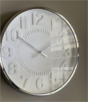 White & Chrome Wall Clock