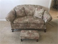 Small Floral Loveseat & Foot Stool