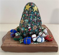 Stone Christmas Tree and Gifts Art