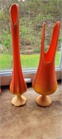Pair of orange vases- 16"-17" tall