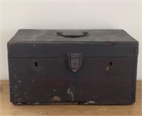 Antique Wooden Handled Box w/ Double Lock