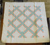 Irish Chain Hand Stitched and Quilted Quilt.