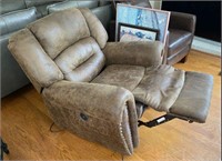 Leather Power Recliner with Nailhead Trim