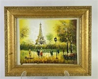 Petrov Eiffel Tower Oil on Canvas in Gilt Frame