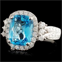 3.42ct Topaz & 0.74ctw Diamond Ring - 14K Gold