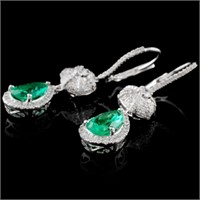 1.51ct Emerald & 0.73ct Diamond Earrings in 18K WG